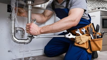 Technician using electronic equipment to detect a plumbing leak in Delray Beach